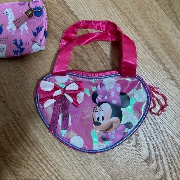 Minnie Mouse Small Kids Purse & Llama Coin Pouch Disney Pink - Picture 2 of 5